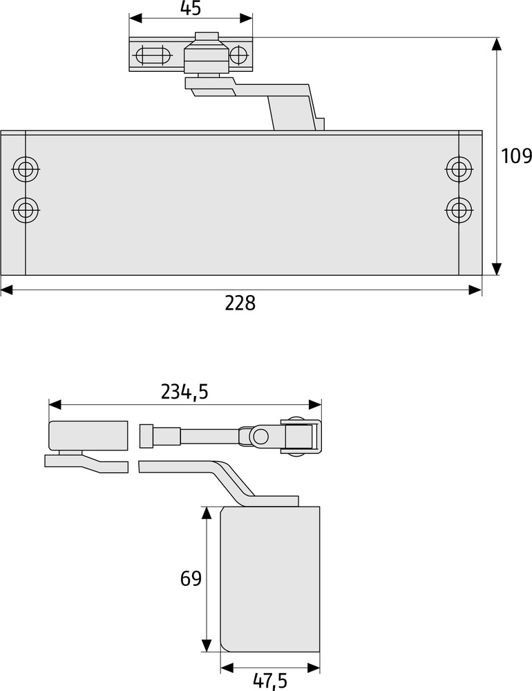 Μηχανισμός επαναφοράς πόρτας (σούστα) Abus 7603, με ρυθμιζόμενη δύναμη ΕΝ 2-4